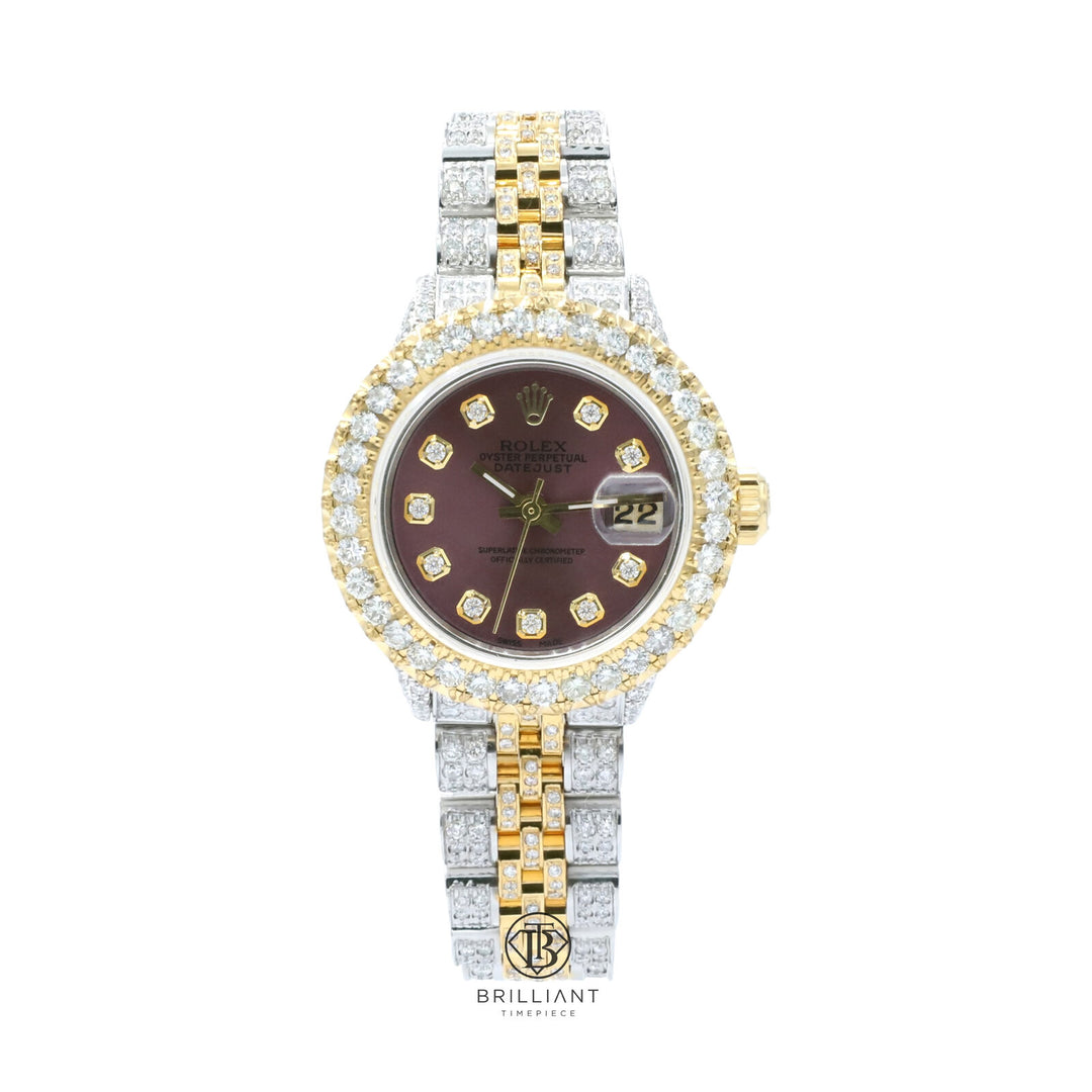 Rolex Datejust 26mm Two Tone Gold/Steel Purple Diamond Dial 8ct