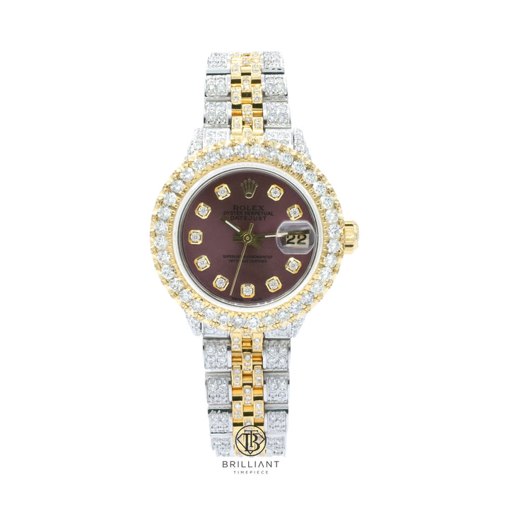 Rolex Datejust 26mm Two Tone Gold/Steel Purple Diamond Dial 8ct