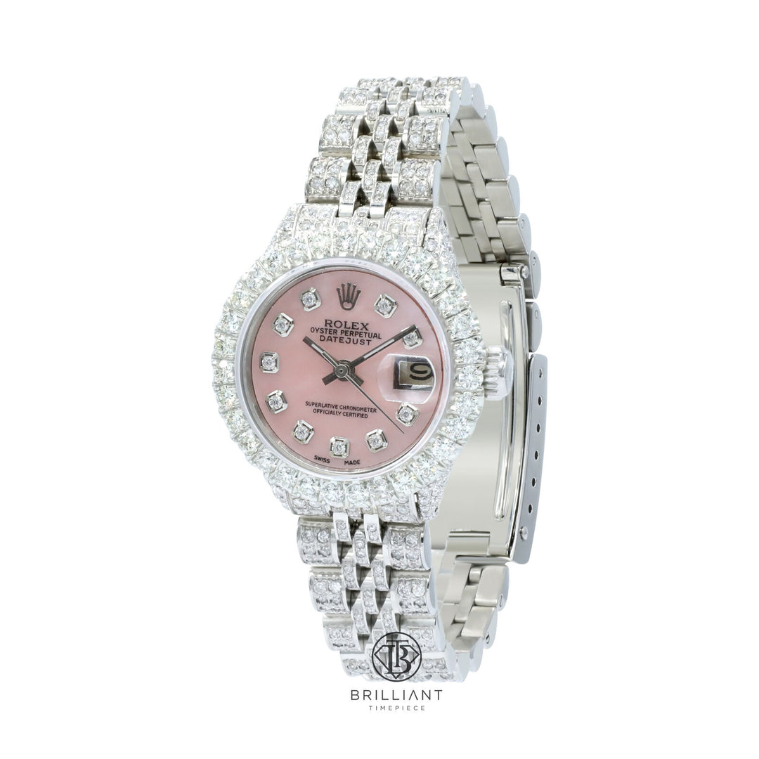 Rolex Datejust 26mm Stainless Steel Pink MOP Diamond Dial 8ct