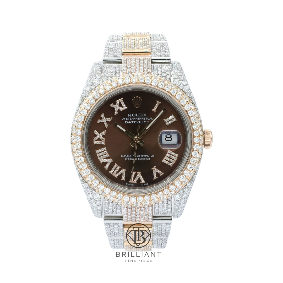 Mens Rolex Datejust II 126333 Two Tone 18K/ Steel 41MM Full Diamond Watch 25.5Ct