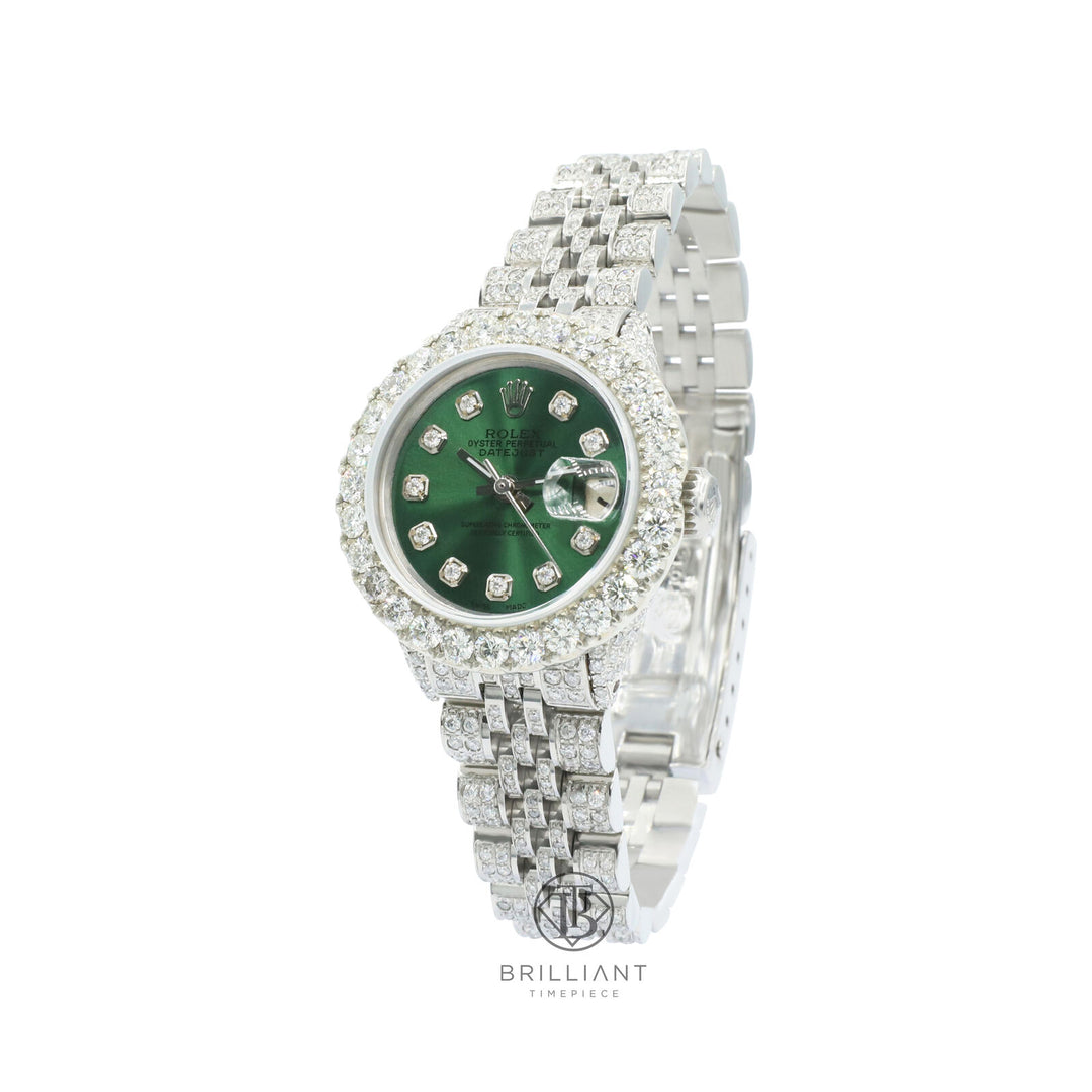 Rolex Datejust 26mm Stainless Steel Green Diamond Dial 8ct