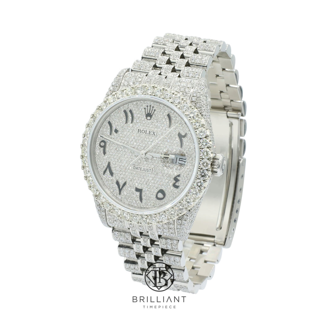 Rolex Datejust 36mm Stainless Steel Pave Arabic Diamond Dial 15.00ct