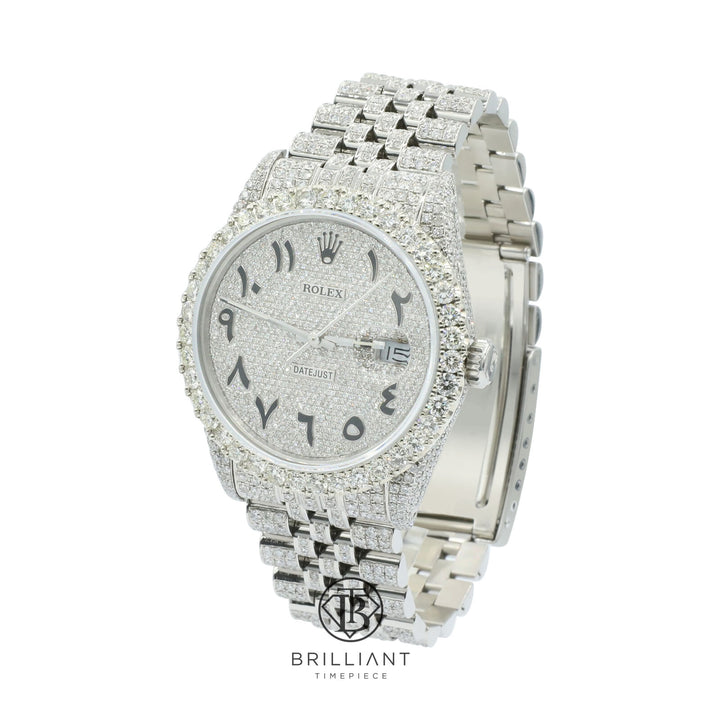 Rolex Datejust 36mm Stainless Steel Pave Arabic Diamond Dial 15.00ct