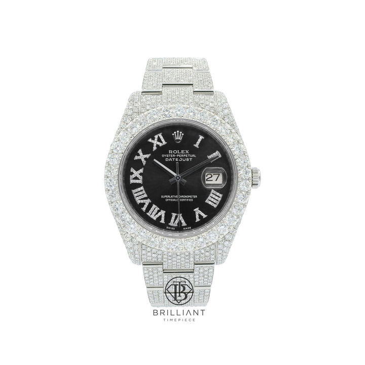 Mens Rolex Datejust II 126300 Stainless Steel 41MM Full Diamond Watch 25.5Ct