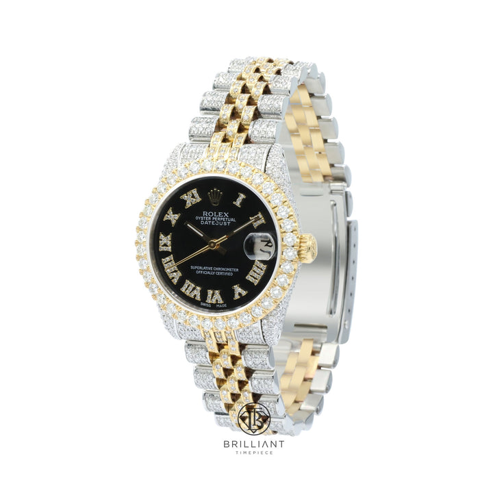 Rolex Datejust 31mm Two Tone Gold/Steel Black Diamond Dial 8.50ct