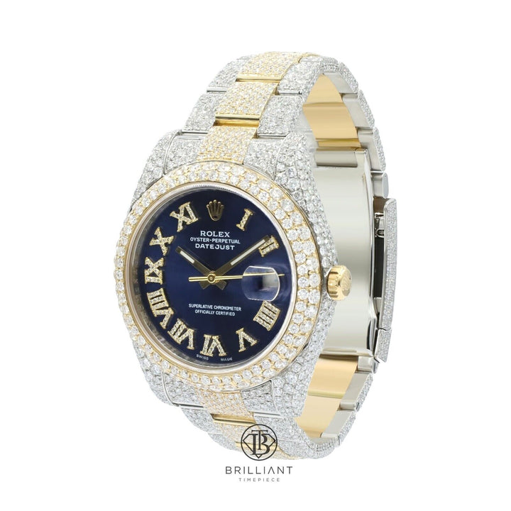 Mens Rolex Datejust II 126333 Two Tone 18K/ Steel 41MM Full Diamond Watch 25.5Ct