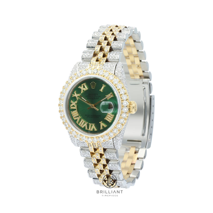 Rolex Datejust 31mm Two Tone Gold/Steel Green Diamond Dial 8.50ct