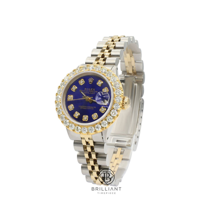 Rolex Datejust 26mm Two Tone Gold/Steel Royal Blue Diamond Dial 1.50ct