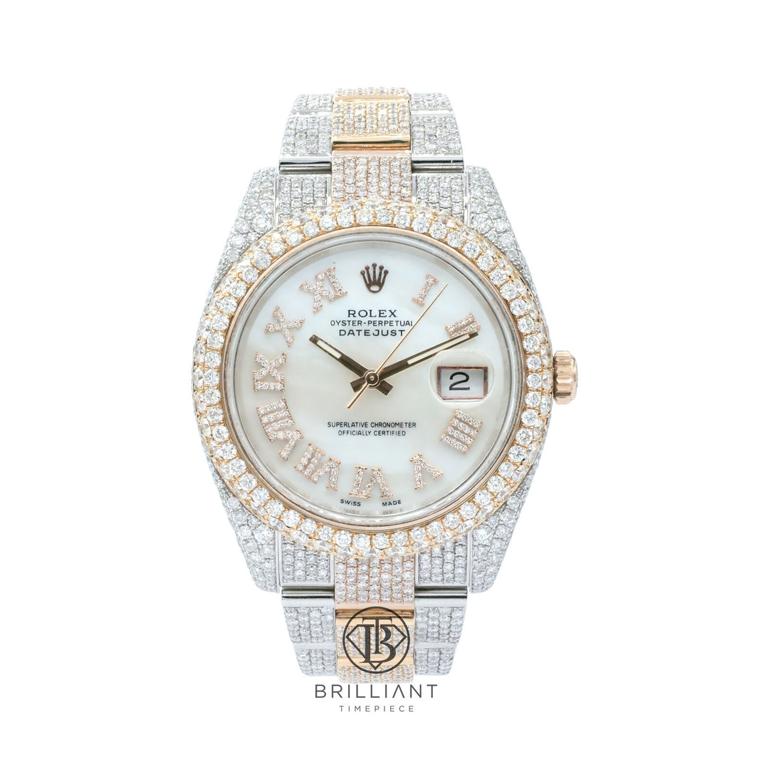 Mens Rolex Datejust II 126333 Two Tone 18K/ Steel 41MM Full Diamond Watch 25.5Ct