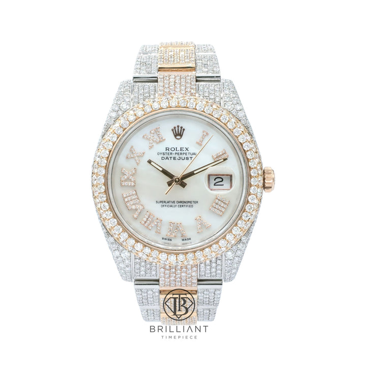 Mens Rolex Datejust II 126333 Two Tone 18K/ Steel 41MM Full Diamond Watch 25.5Ct