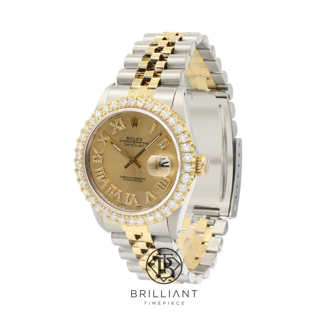 Rolex Datejust 36mm Two Tone Gold/Steel Champagne Diamond Dial 3.25ct