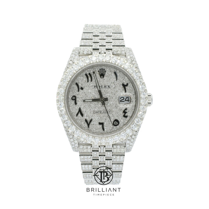 Mens Rolex Datejust II 126300 Stainless Steel 41MM Full Diamond Watch 25.5Ct