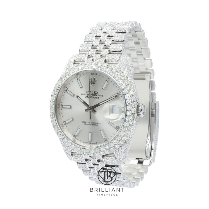 Mens Rolex Datejust II 126300 Stainless Steel 41MM Full Diamond Watch 25.5Ct