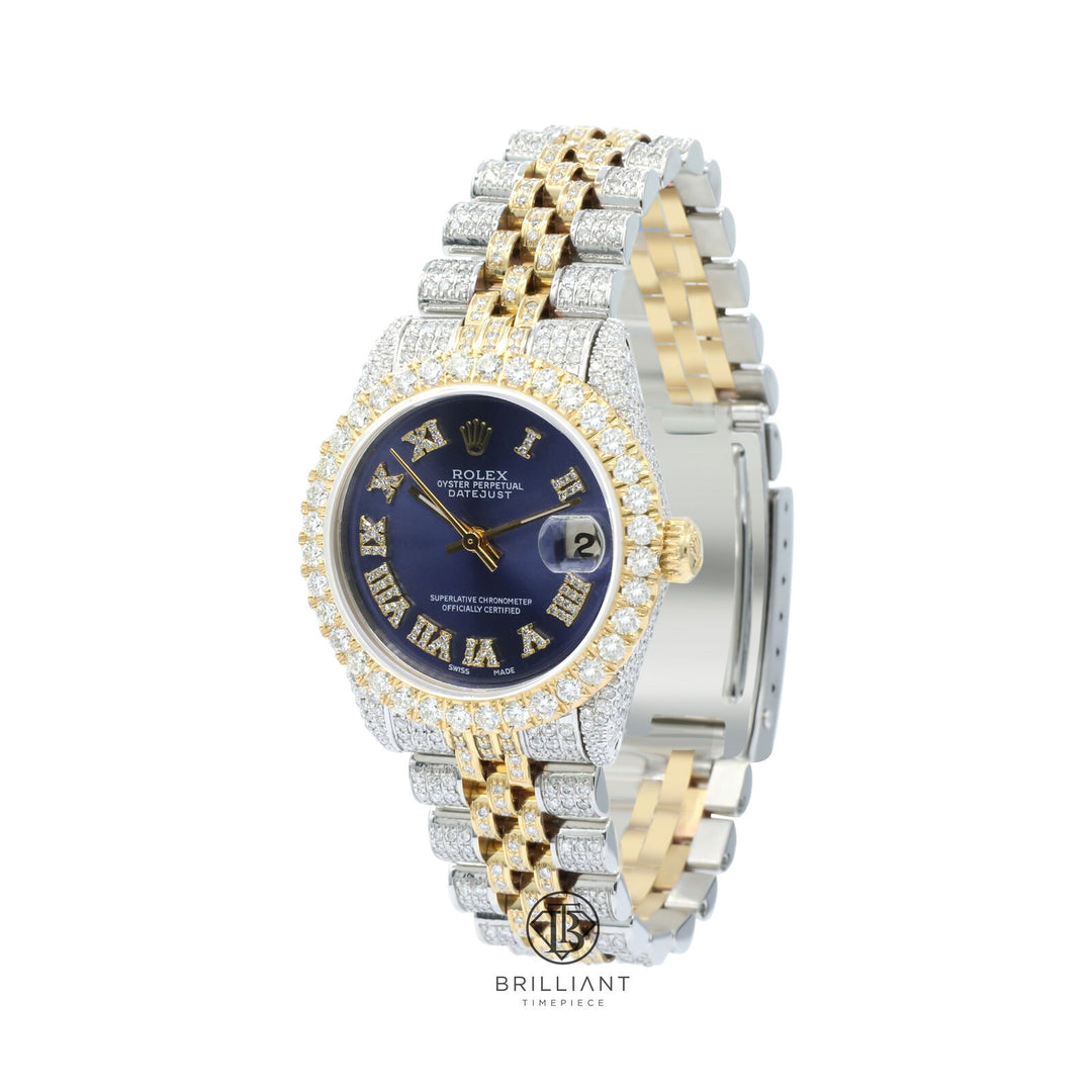 Rolex Datejust 31mm Two Tone Gold/Steel Blue Diamond Dial 8.50ct
