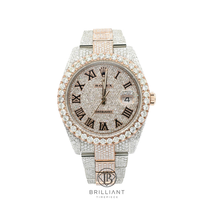 Mens Rolex Datejust II 126333 Two Tone 18K/ Steel 41MM Full Diamond Watch 25.5Ct