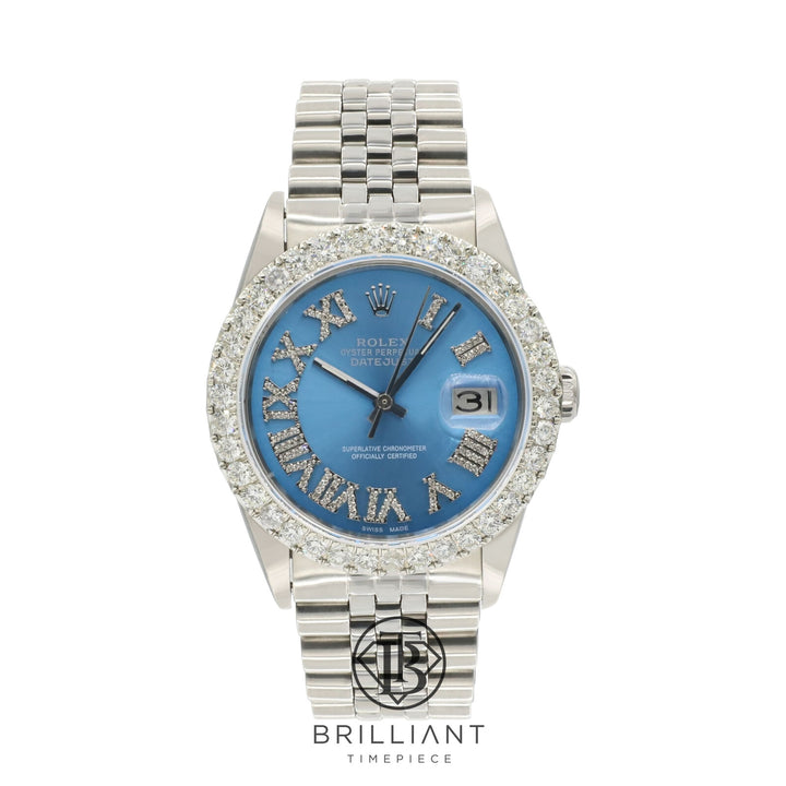 Rolex Datejust 36mm Stainless Steel Light Blue Diamond Dial 3.25ct