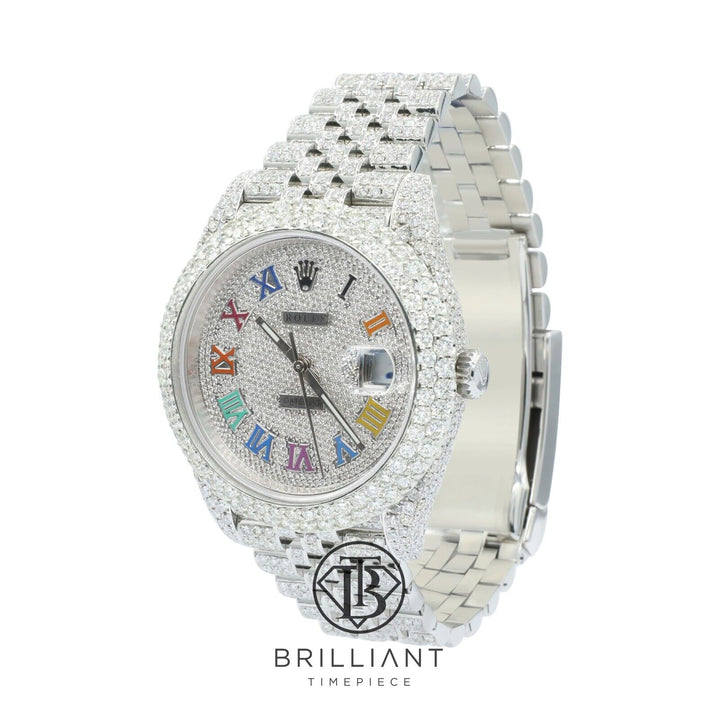 Mens Rolex Datejust II 126300 Stainless Steel 41MM Full Diamond Watch 25.5Ct
