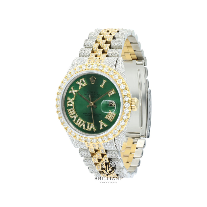 Rolex Datejust 36mm Two Tone Gold/Steel Green Diamond Dial 13.00ct