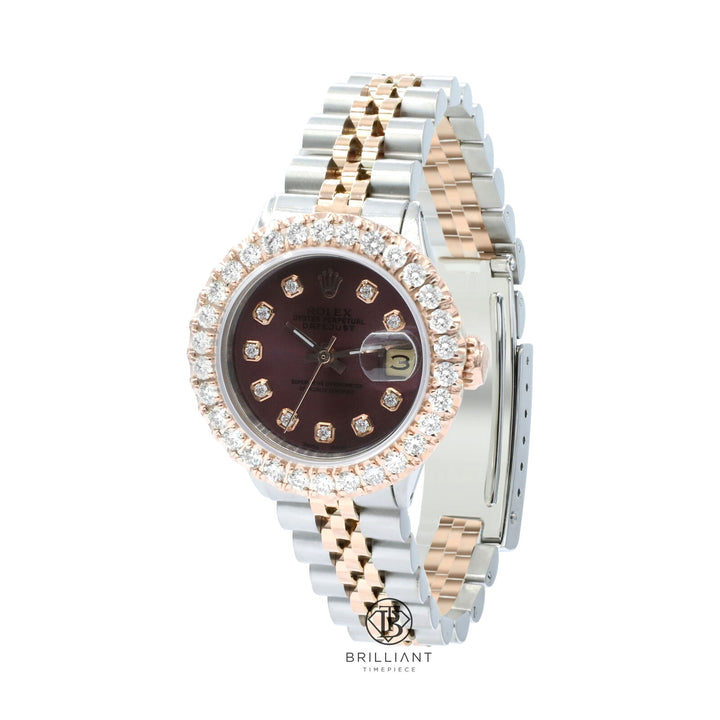 Rolex Datejust 26mm Two Tone Rose Gold/Steel Purple Diamond Dial 1.50ct