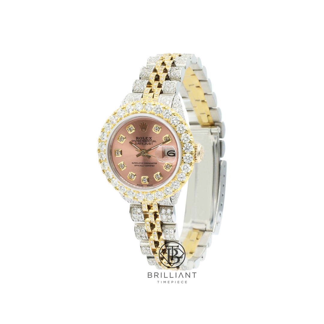Rolex Datejust 26mm Two Tone Gold/Steel Salmon Diamond Dial 8ct