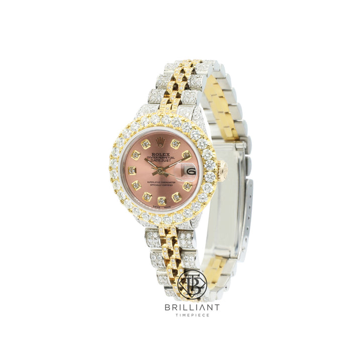 Rolex Datejust 26mm Two Tone Gold/Steel Salmon Diamond Dial 8ct