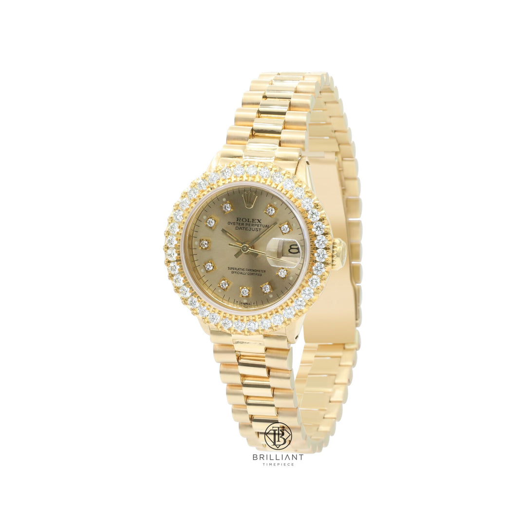 Rolex Datejust Presidential 26mm 18k Gold Champagne Diamond Dial 1.50ct