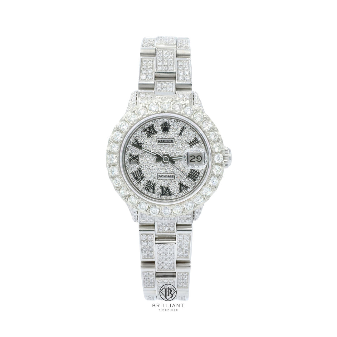 Rolex Datejust Oyster 26mm Stainless Steel Pave Roman Diamond Dial 9ct