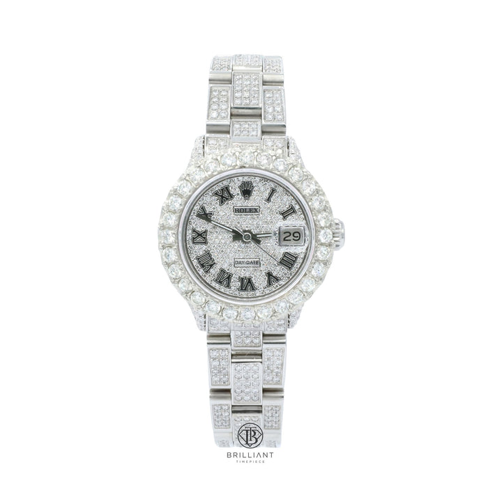 Rolex Datejust Oyster 26mm Stainless Steel Pave Roman Diamond Dial 9ct