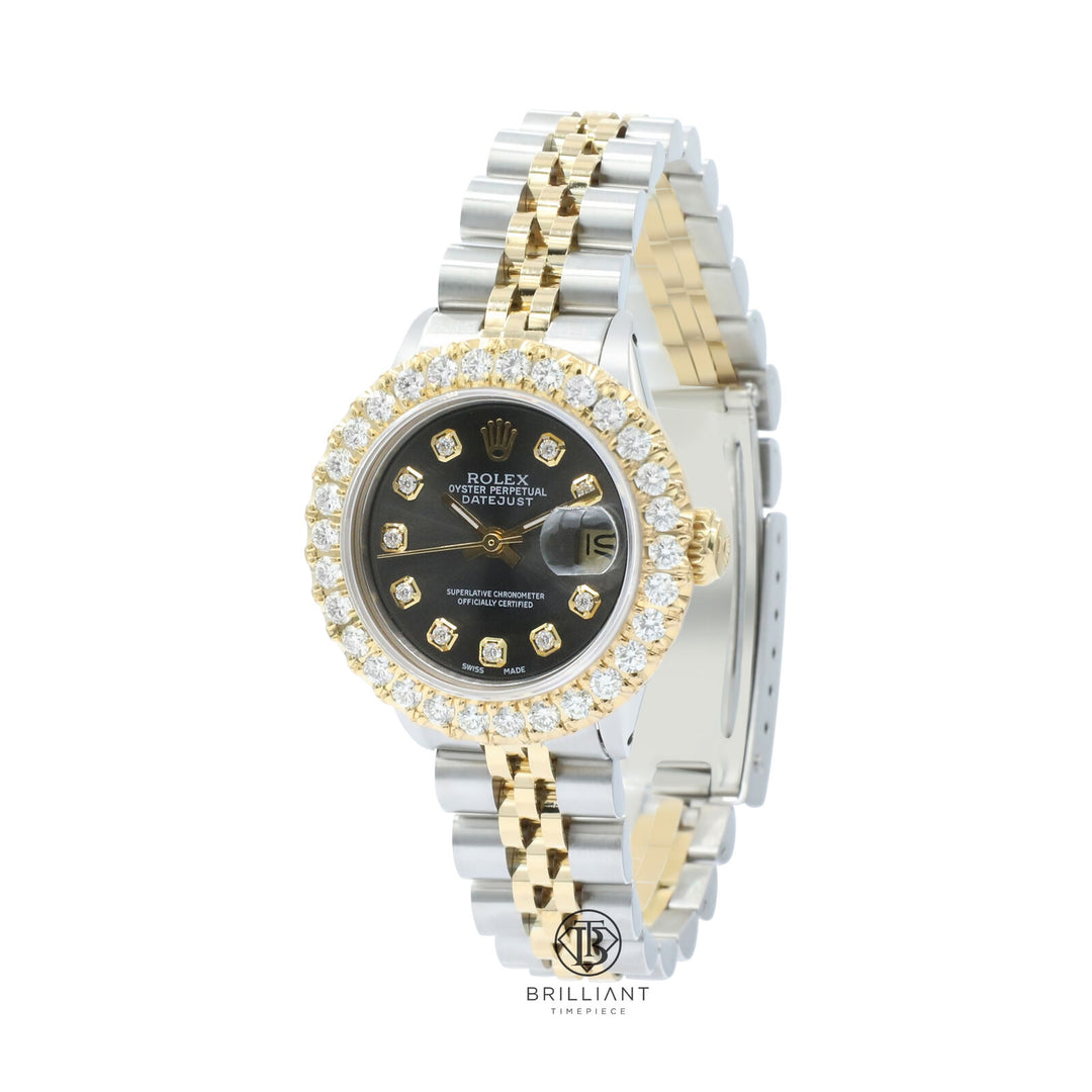 Rolex Datejust 26mm Two Tone Gold/Steel Charcoal Diamond Dial 1.50ct