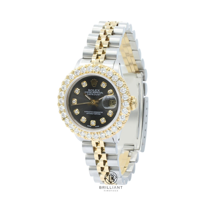 Rolex Datejust 26mm Two Tone Gold/Steel Charcoal Diamond Dial 1.50ct
