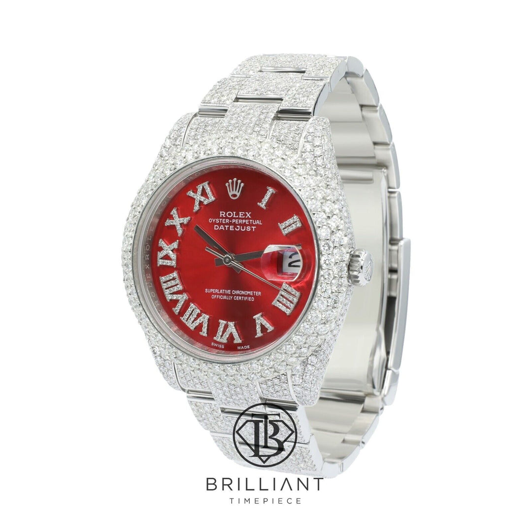 Mens Rolex Datejust II 126300 Stainless Steel 41MM Full Diamond Watch 25.5Ct