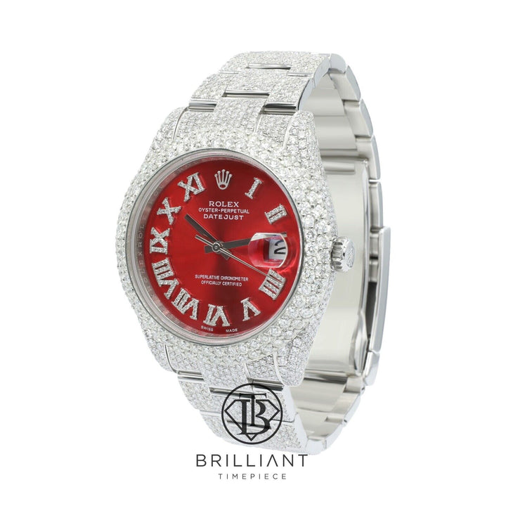 Mens Rolex Datejust II 126300 Stainless Steel 41MM Full Diamond Watch 25.5Ct