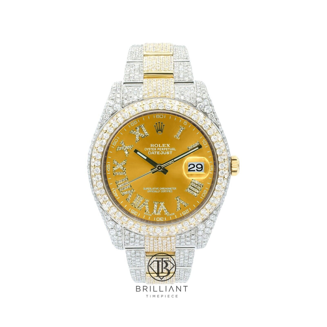 Mens Rolex Datejust II 126333 Two Tone 18K/ Steel 41MM Full Diamond Watch 25.5Ct