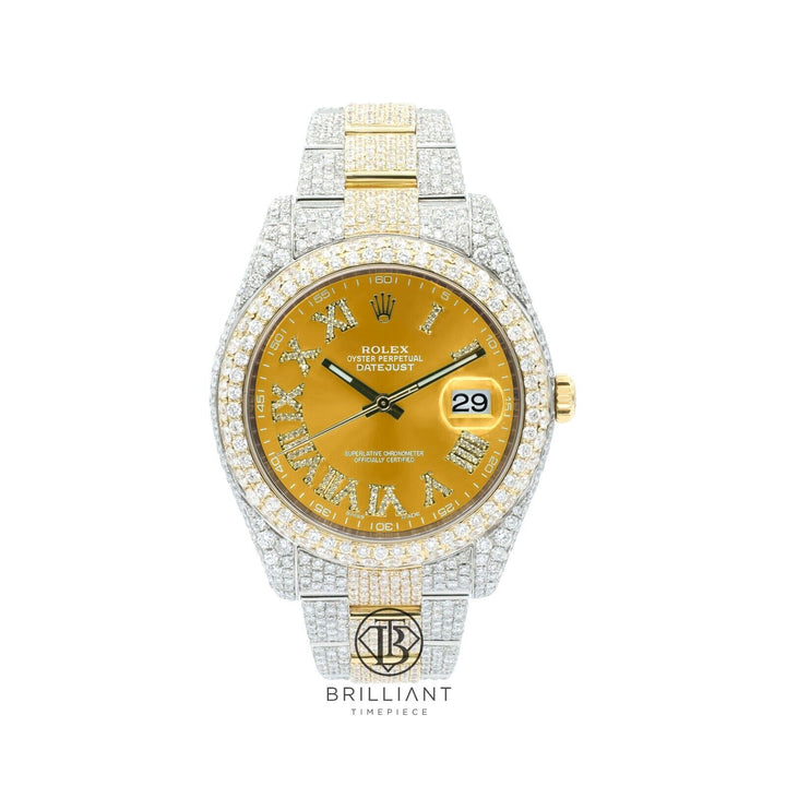 Mens Rolex Datejust II 126333 Two Tone 18K/ Steel 41MM Full Diamond Watch 25.5Ct