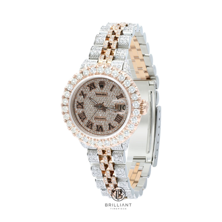 Rolex Datejust 26mm Two Tone Rose Gold/Steel Pave Roman Diamond Dial 9ct