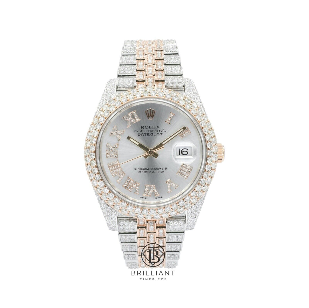 Mens Rolex Datejust II 126331 Two Tone 18K/ Steel 41MM Full Diamond Watch 25.5Ct