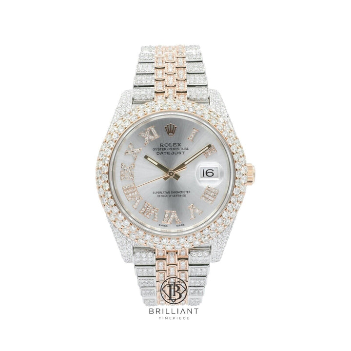 Mens Rolex Datejust II 126331 Two Tone 18K/ Steel 41MM Full Diamond Watch 25.5Ct