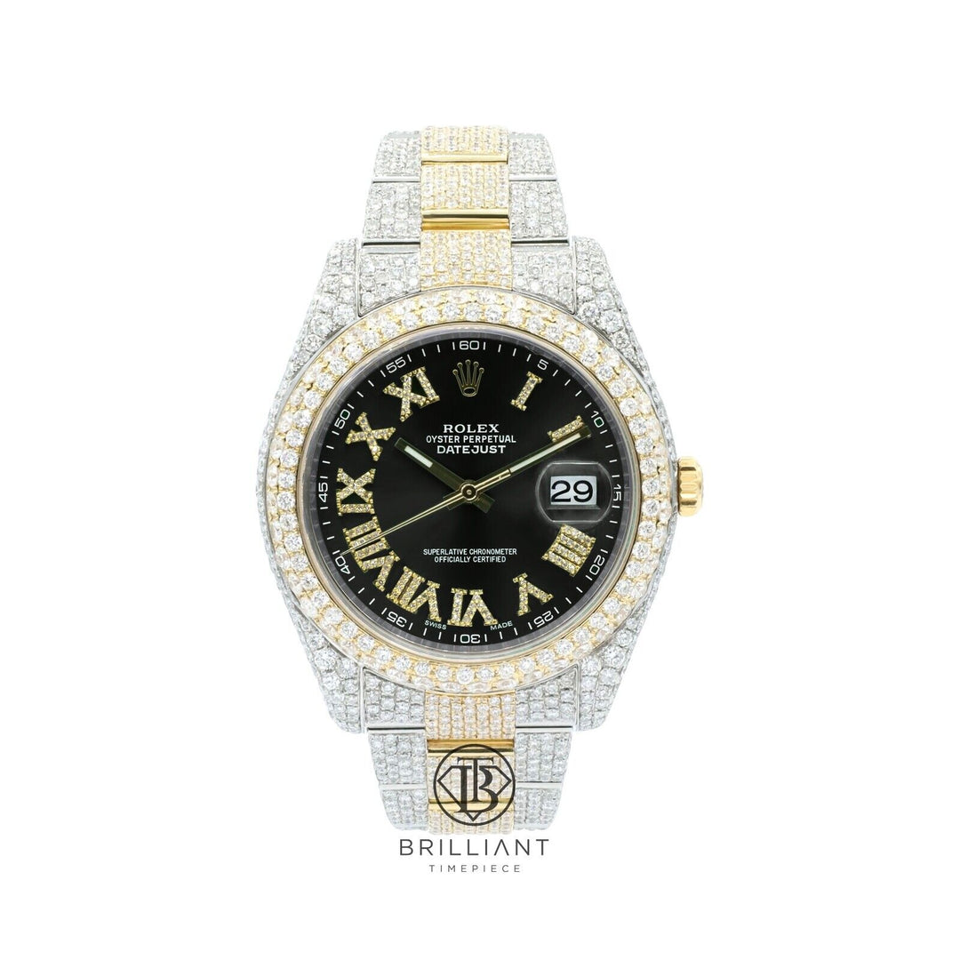 Mens Rolex Datejust II 126333 Two Tone 18K/ Steel 41MM Full Diamond Watch 25.5Ct