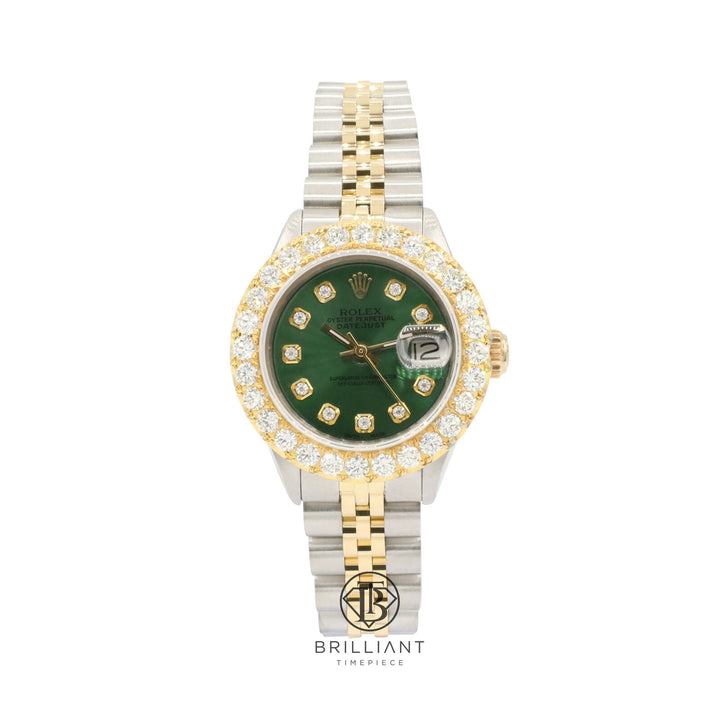 Rolex Datejust 26mm Two Tone Gold/Steel Green Diamond Dial 1.50ct