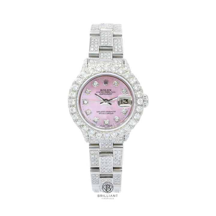 Rolex Datejust Oyster 26mm Stainless Steel Pink MOP Diamond Dial 8ct
