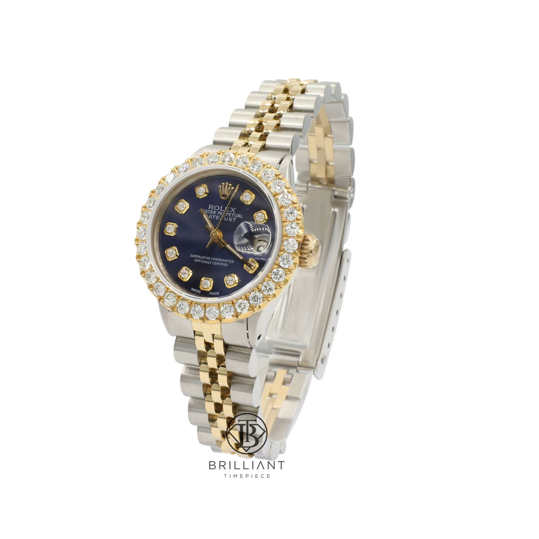 Rolex Datejust 26mm Two Tone Gold/Steel Blue Diamond Dial 1.50ct