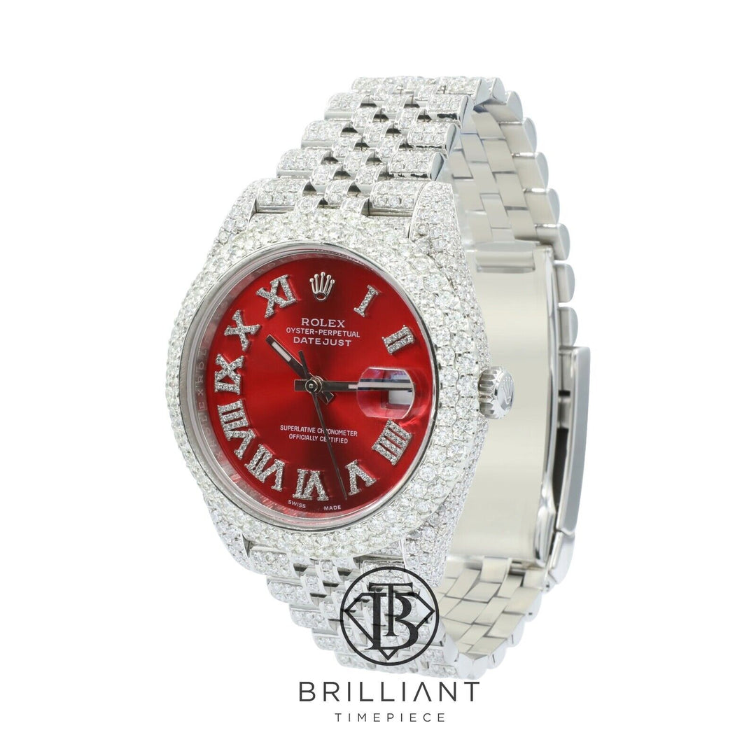 Mens Rolex Datejust II 126300 Stainless Steel 41MM Full Diamond Watch 25.5Ct
