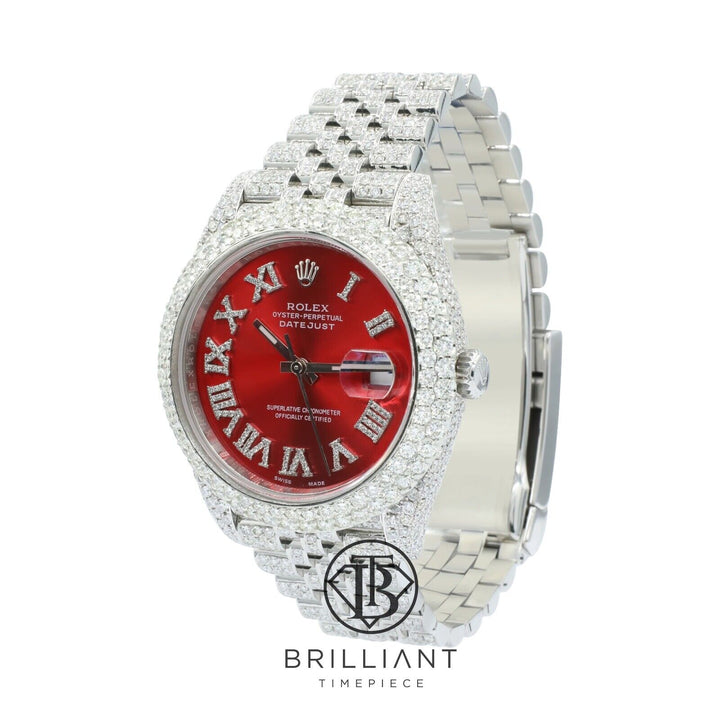 Mens Rolex Datejust II 126300 Stainless Steel 41MM Full Diamond Watch 25.5Ct