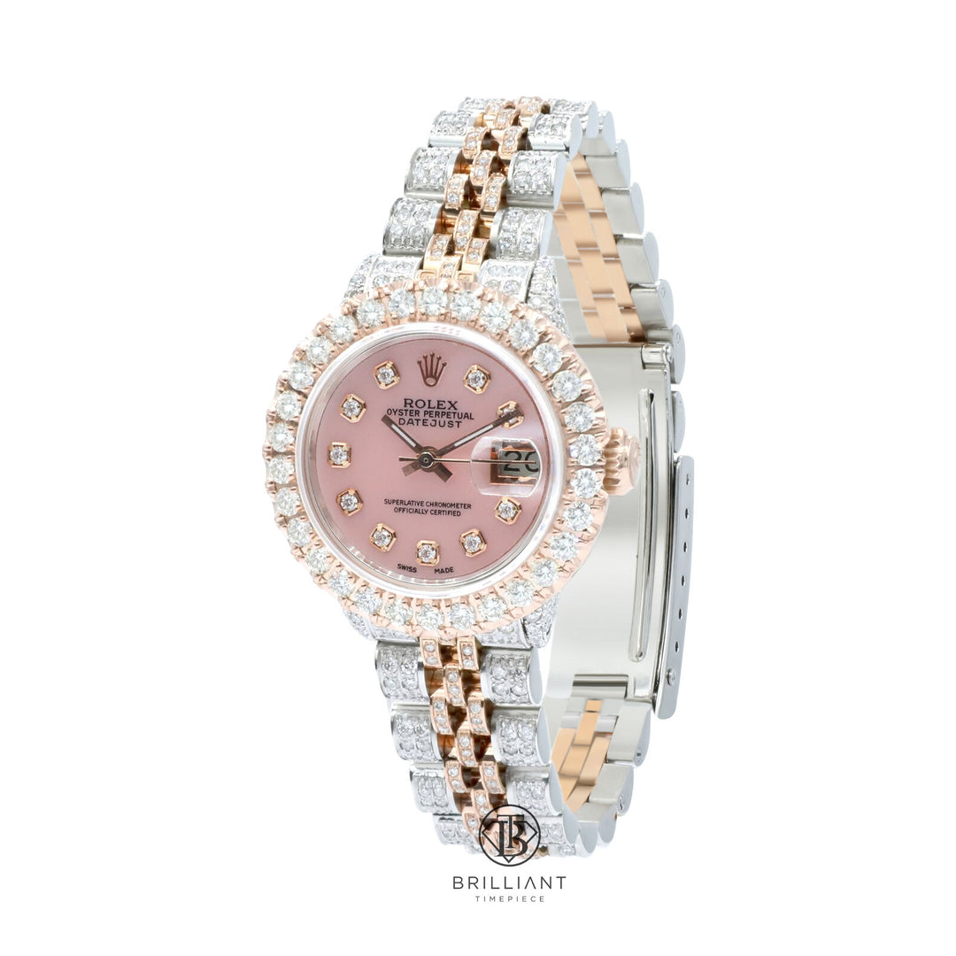 Rolex Datejust 26mm Two Tone Rose Gold/Steel Pink Diamond Dial 8ct