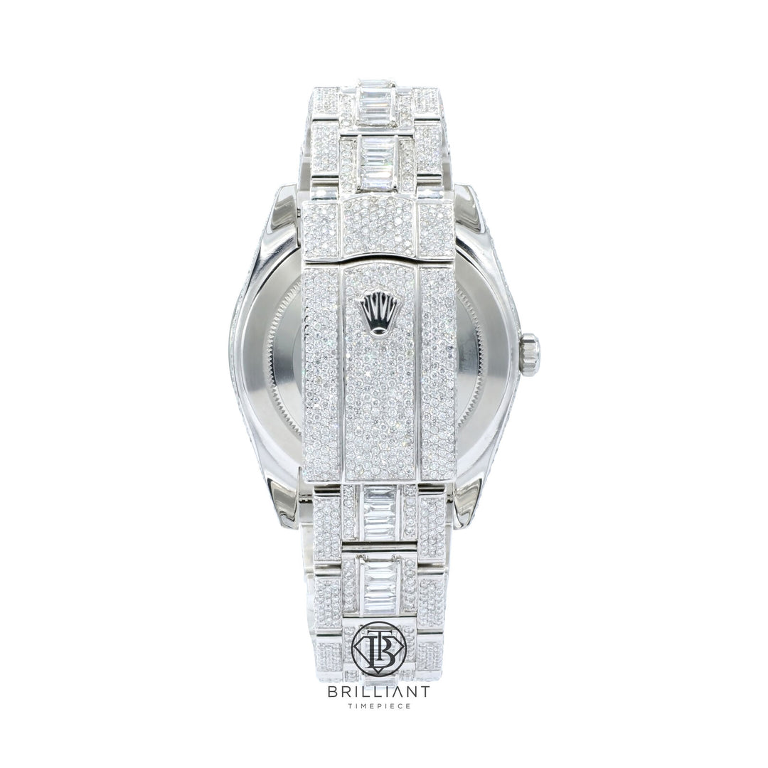 Mens Rolex Datejust II Stainless Steel 41MM Full Diamond Watch Baguette 25.5Ct