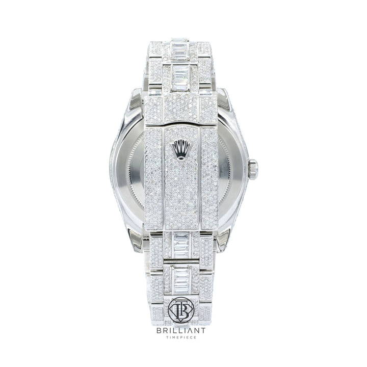 Mens Rolex Datejust II Stainless Steel 41MM Full Diamond Watch Baguette 25.5Ct