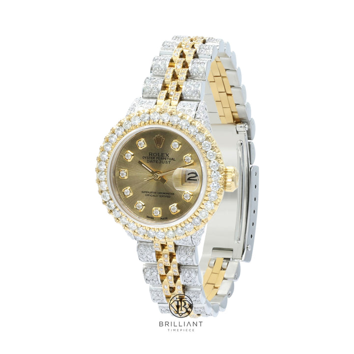 Rolex Datejust 26mm Two Tone Gold/Steel Champagne Diamond Dial 8ct