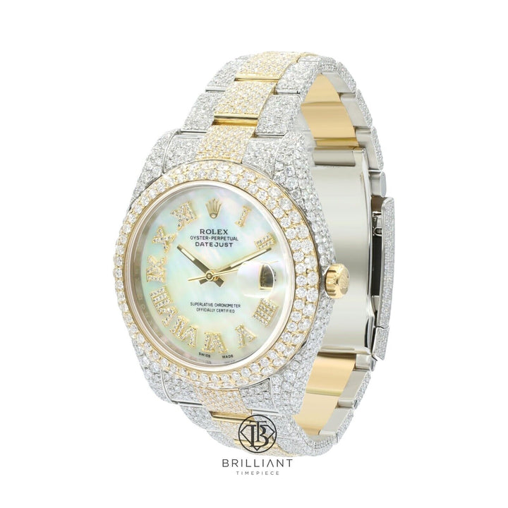 Mens Rolex Datejust II 126333 Two Tone 18K/ Steel 41MM Full Diamond Watch 25.5Ct