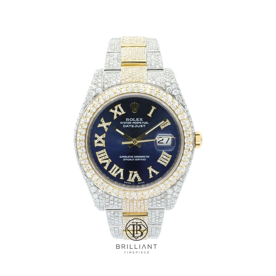 Mens Rolex Datejust II 126333 Two Tone 18K/ Steel 41MM Full Diamond Watch 25.5Ct