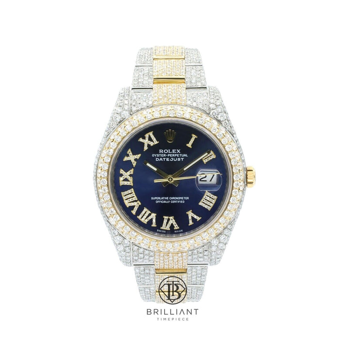 Mens Rolex Datejust II 126333 Two Tone 18K/ Steel 41MM Full Diamond Watch 25.5Ct